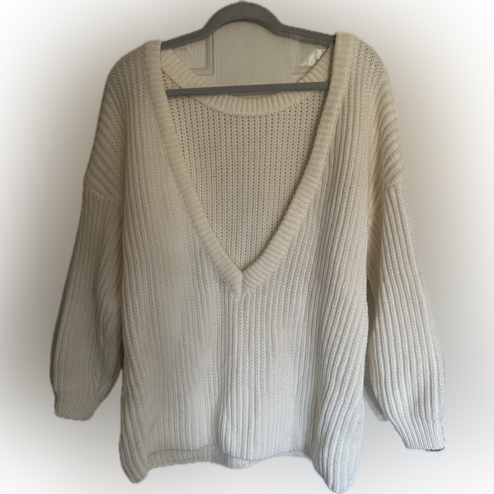Beautiful cream off the shoulder sweater